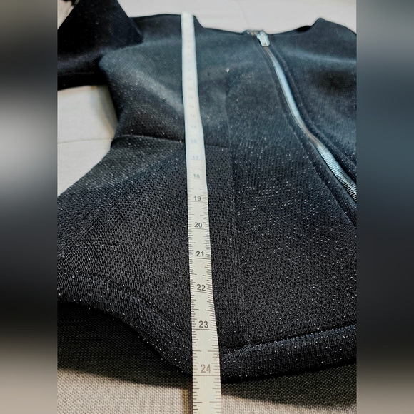 Forever 21 Dressy Black Shimmer Peplum Hem Scuba Sparkle Jacket - Size Medium - Picture 11 of 12